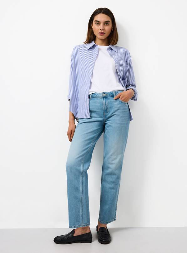 Light Denim Relaxed Straight Leg Ankle Grazer Jeans 14L